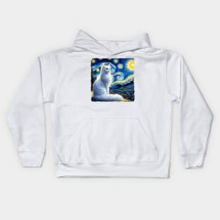 Turkish Angora Starry Night Inspired - Artistic Cat Kids Hoodie